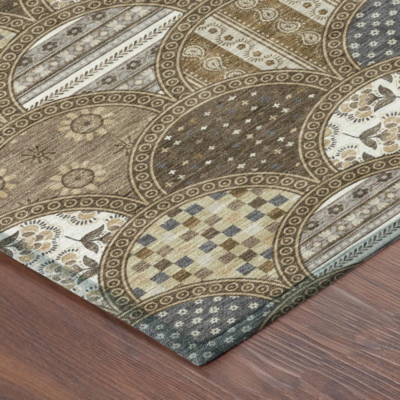 8' X 10' Chocolate And Brown Geometric Washable Indoor Outdoor Area Rug Homeroots Outdoor