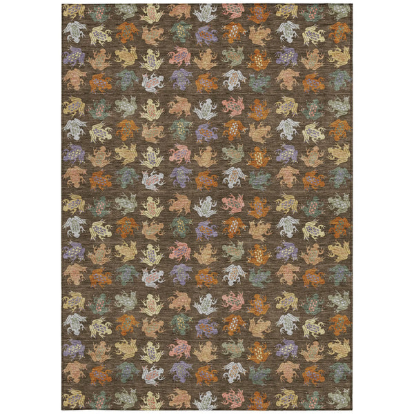 8' X 10' Chocolate And Brown Geometric Washable Indoor Outdoor Area Rug Homeroots Outdoor