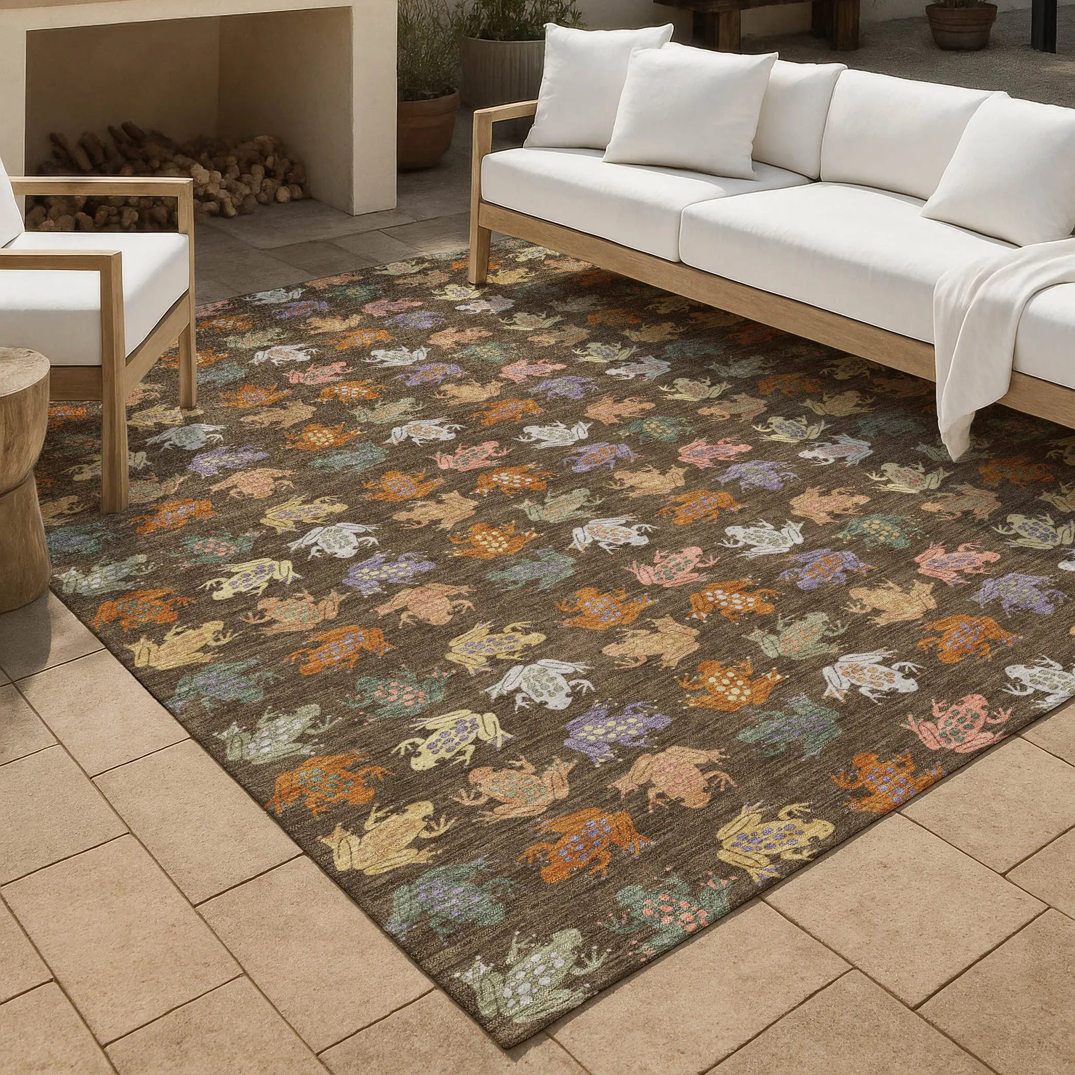 8' X 10' Chocolate And Brown Geometric Washable Indoor Outdoor Area Rug Homeroots Outdoor