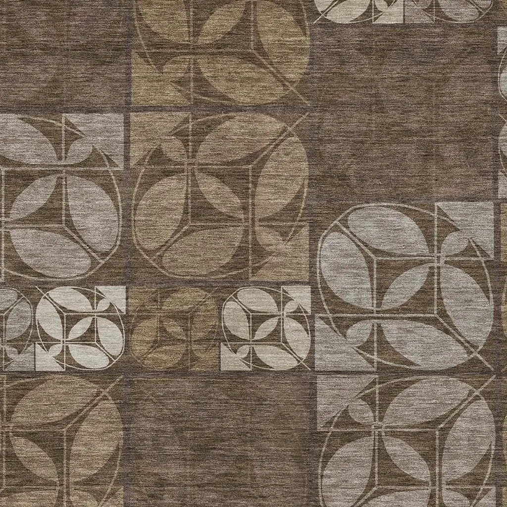 8' X 10' Chocolate And Brown Geometric Washable Indoor Outdoor Area Rug Homeroots Outdoor