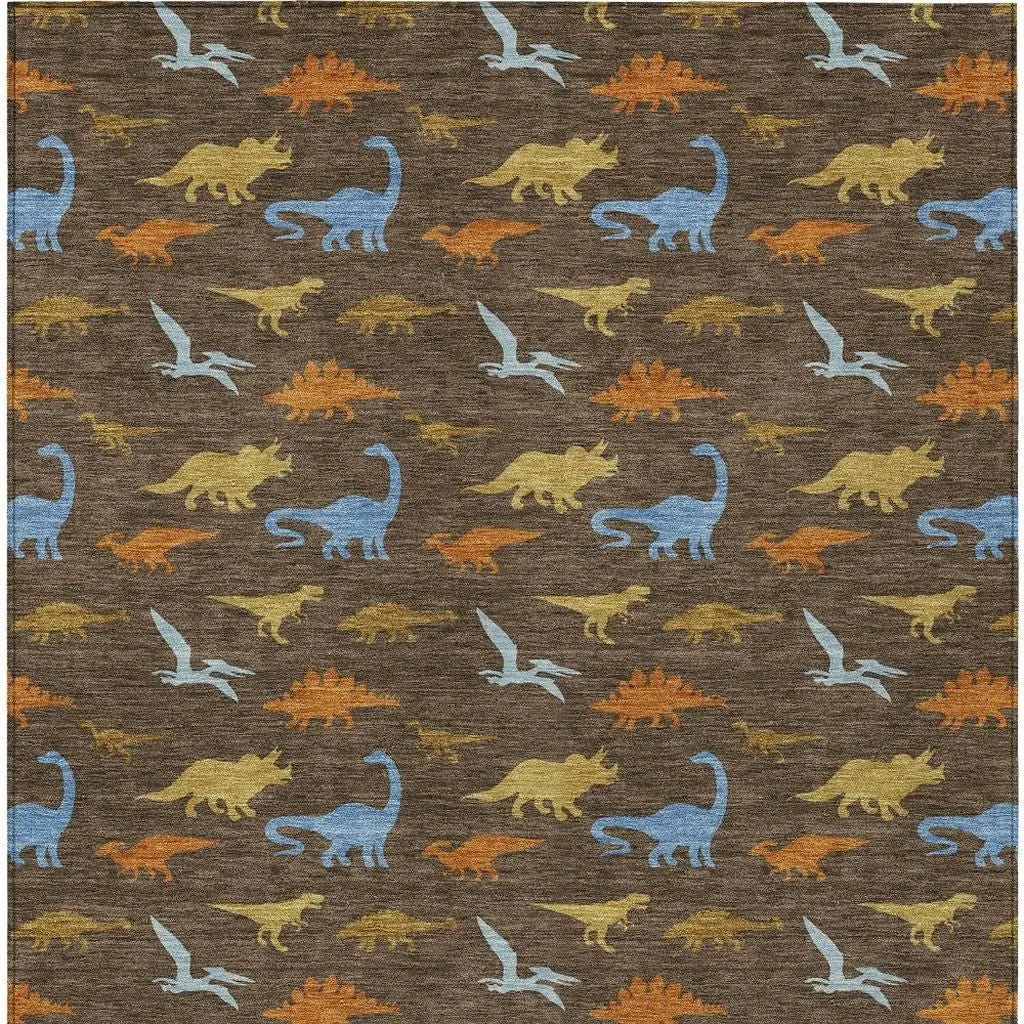 8' X 10' Chocolate And Brown Geometric Washable Indoor Outdoor Area Rug Homeroots Outdoor