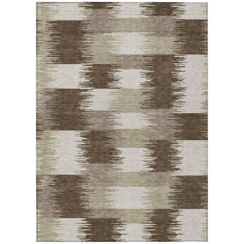 8' X 10' Chocolate And Brown Geometric Washable Indoor Outdoor Area Rug Homeroots Outdoor
