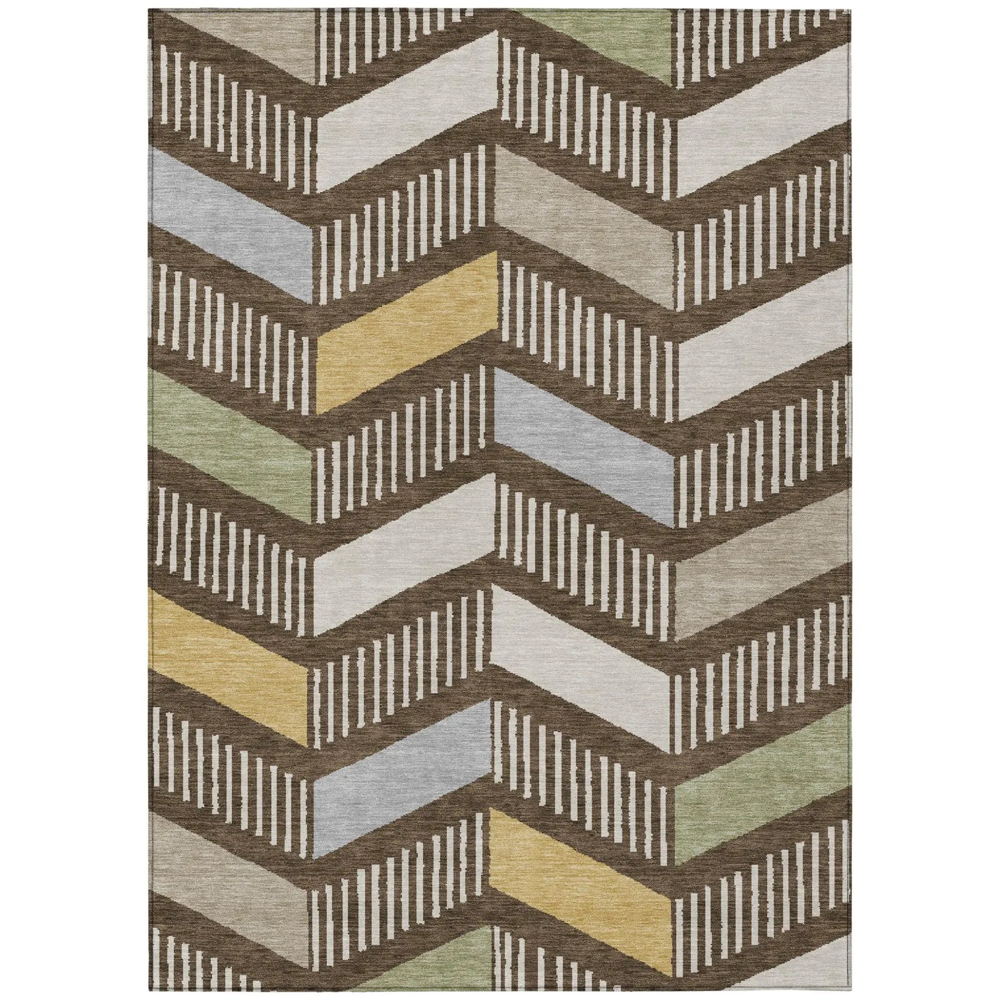 8' X 10' Chocolate And Brown Geometric Washable Indoor Outdoor Area Rug Homeroots Outdoor