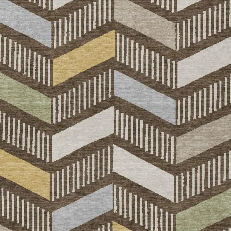 8' X 10' Chocolate And Brown Geometric Washable Indoor Outdoor Area Rug Homeroots Outdoor