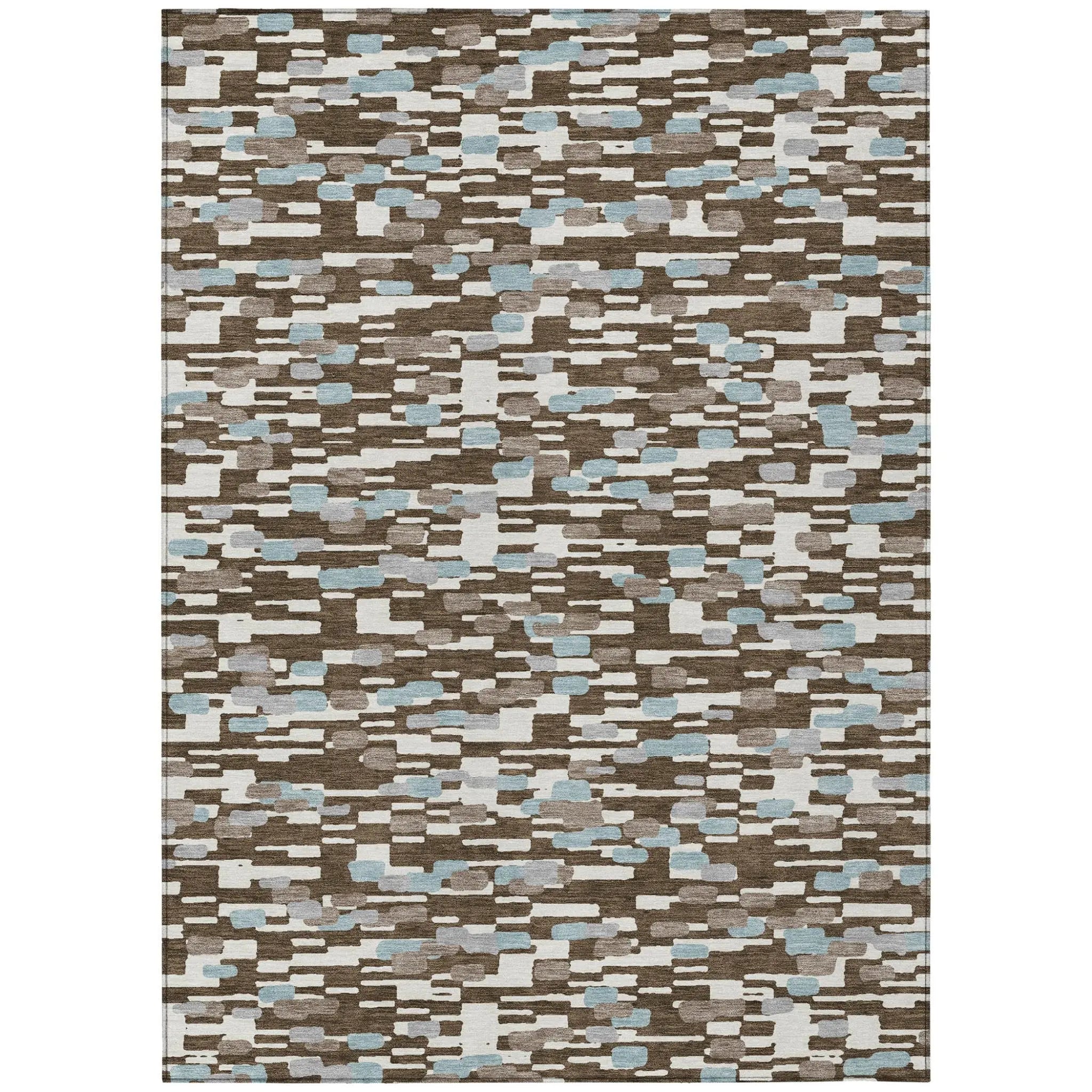 8' X 10' Chocolate And Brown Geometric Washable Indoor Outdoor Area Rug Homeroots Outdoor