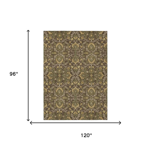 8' X 10' Chocolate And Brown Geometric Washable Indoor Outdoor Area Rug Homeroots Outdoor