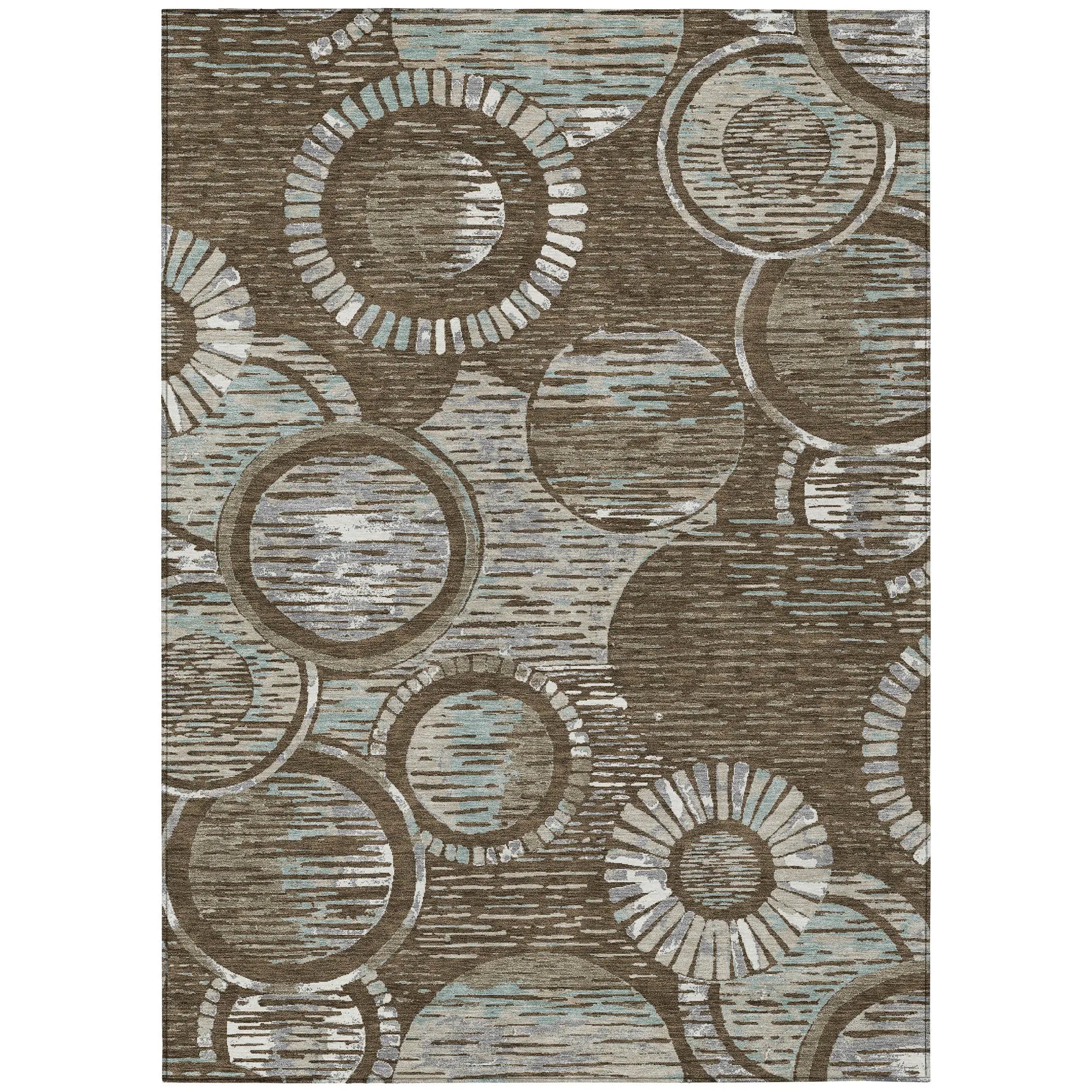 8' X 10' Chocolate And Brown Geometric Washable Indoor Outdoor Area Rug Homeroots Outdoor
