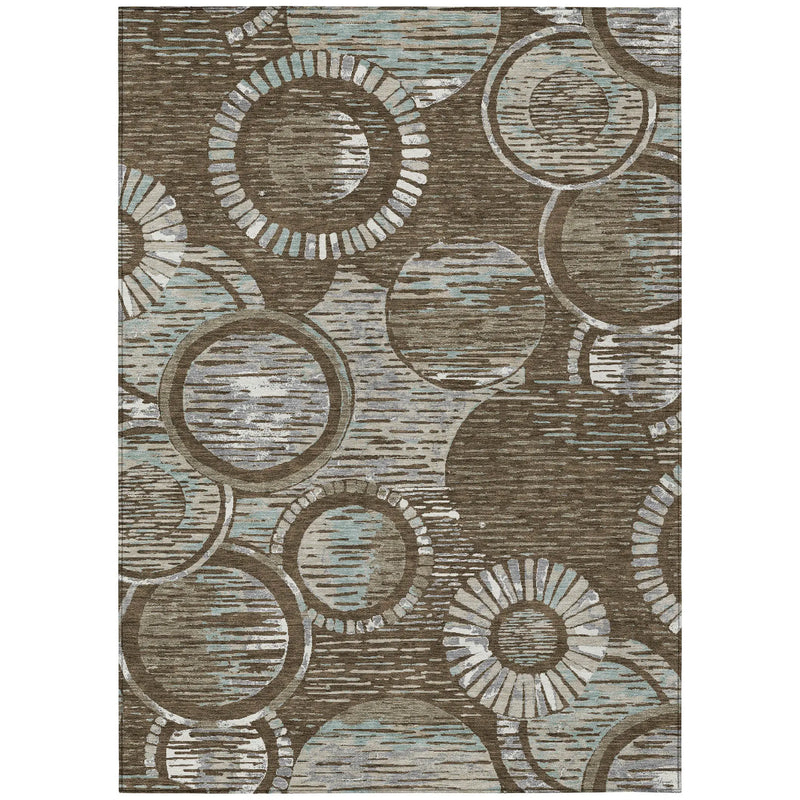 8' X 10' Chocolate And Brown Geometric Washable Indoor Outdoor Area Rug Homeroots Outdoor