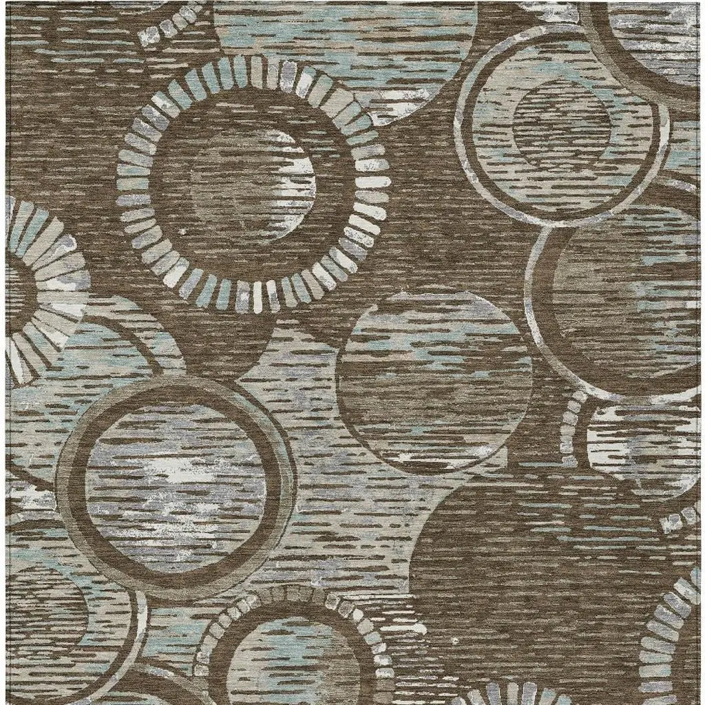 8' X 10' Chocolate And Brown Geometric Washable Indoor Outdoor Area Rug Homeroots Outdoor