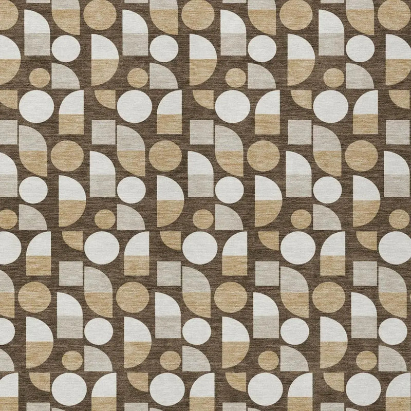 8' X 10' Chocolate And Brown Geometric Washable Indoor Outdoor Area Rug Homeroots Outdoor