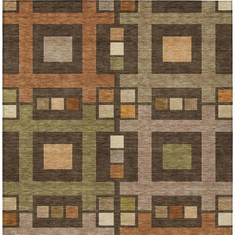 8' X 10' Chocolate And Brown Geometric Washable Indoor Outdoor Area Rug Homeroots Outdoor