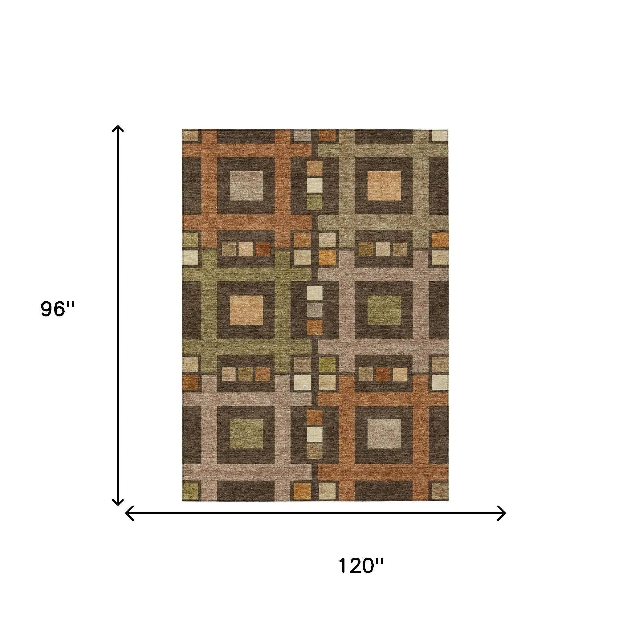 8' X 10' Chocolate And Brown Geometric Washable Indoor Outdoor Area Rug Homeroots Outdoor