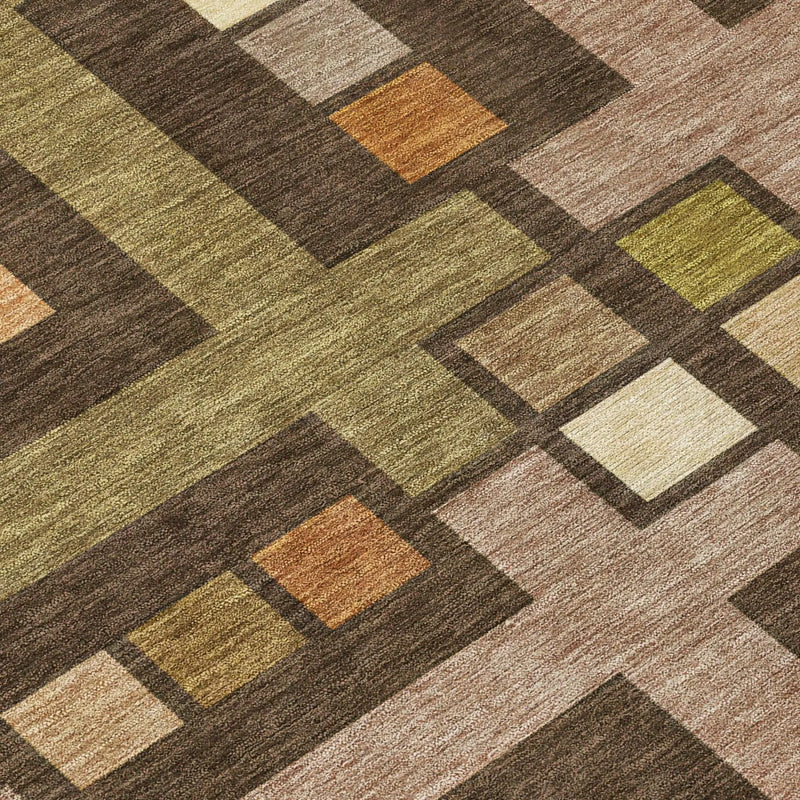8' X 10' Chocolate And Brown Geometric Washable Indoor Outdoor Area Rug Homeroots Outdoor