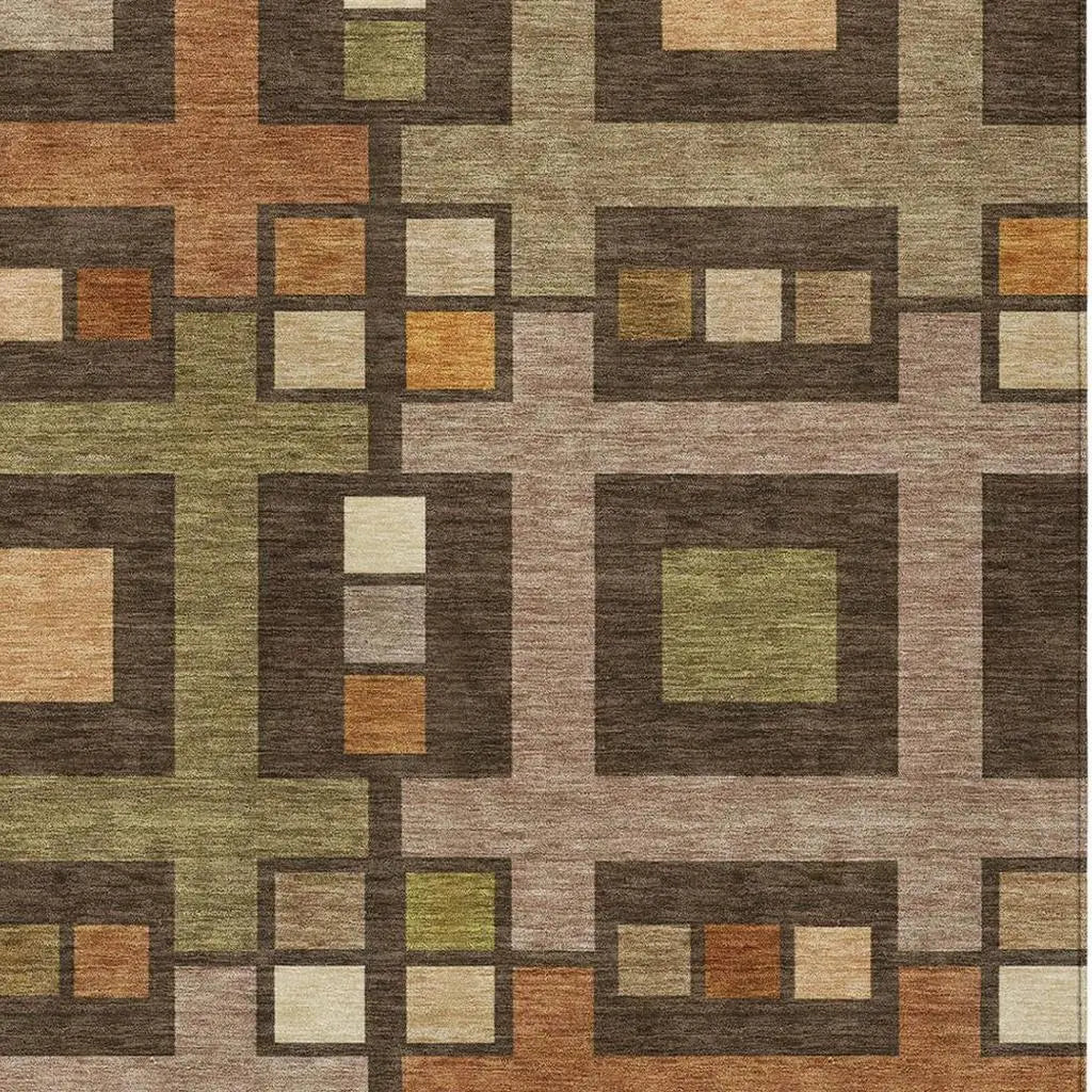 8' X 10' Chocolate And Brown Geometric Washable Indoor Outdoor Area Rug Homeroots Outdoor