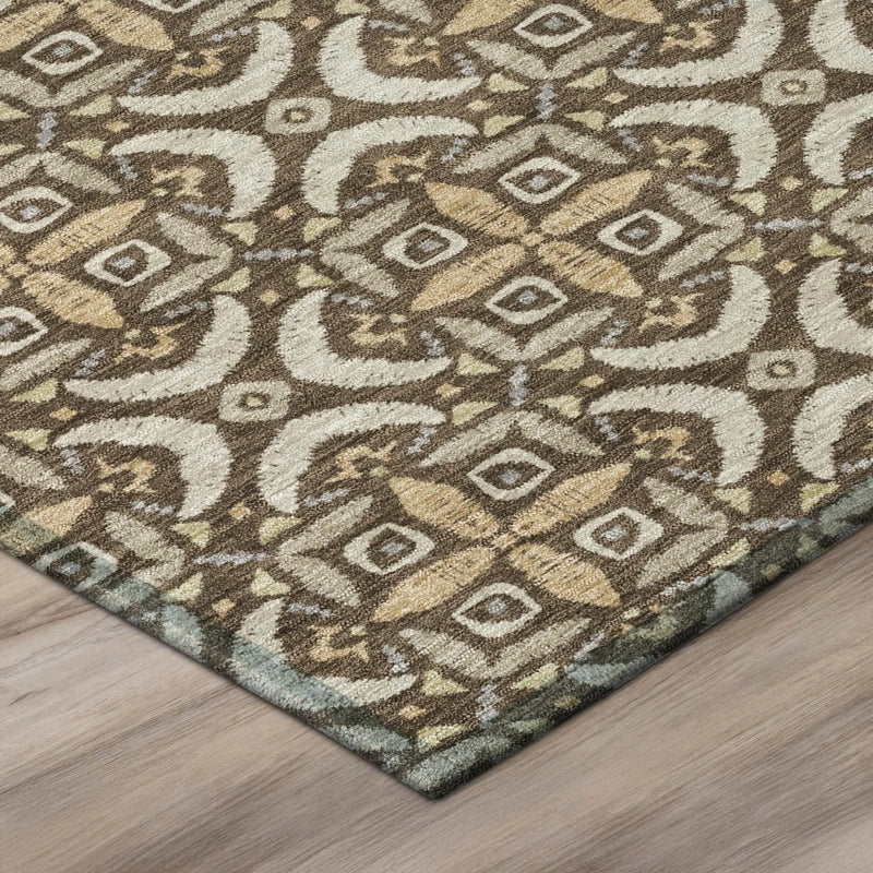 8' X 10' Chocolate And Brown Geometric Washable Indoor Outdoor Area Rug Homeroots Outdoor