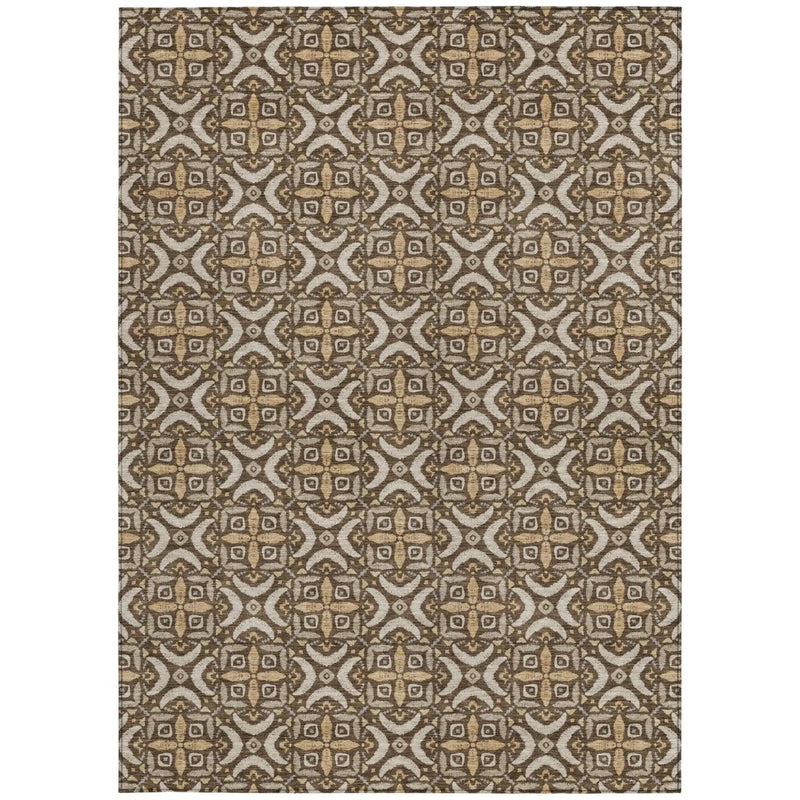 8' X 10' Chocolate And Brown Geometric Washable Indoor Outdoor Area Rug Homeroots Outdoor