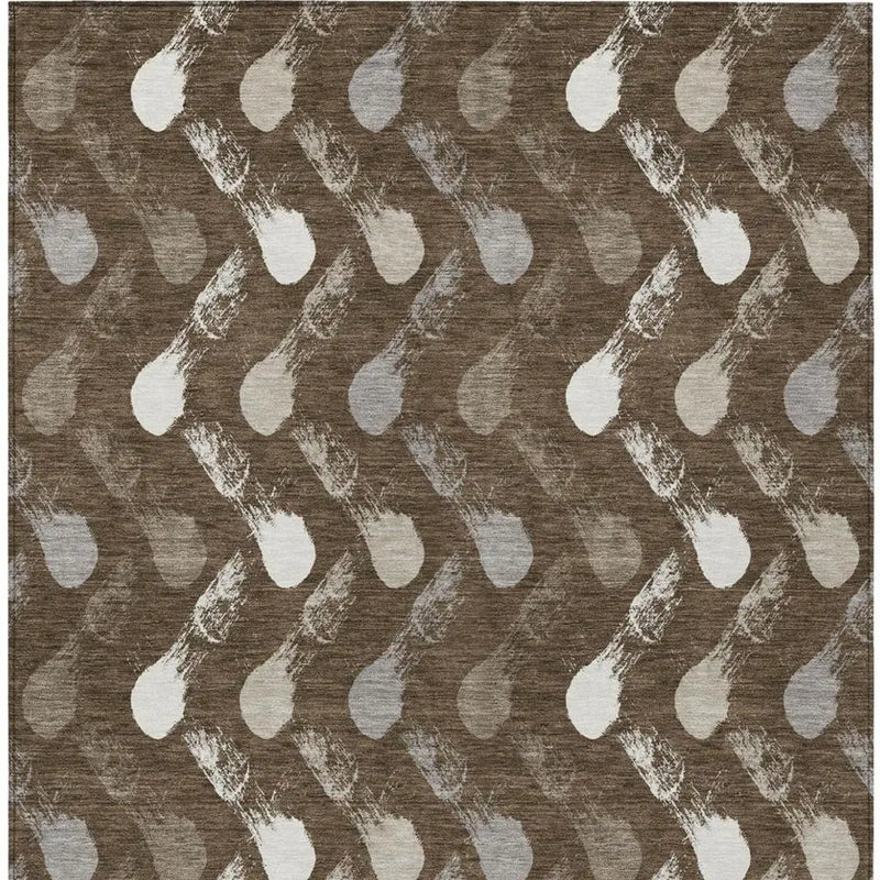 8' X 10' Chocolate And Brown Geometric Washable Indoor Outdoor Area Rug Homeroots Outdoor