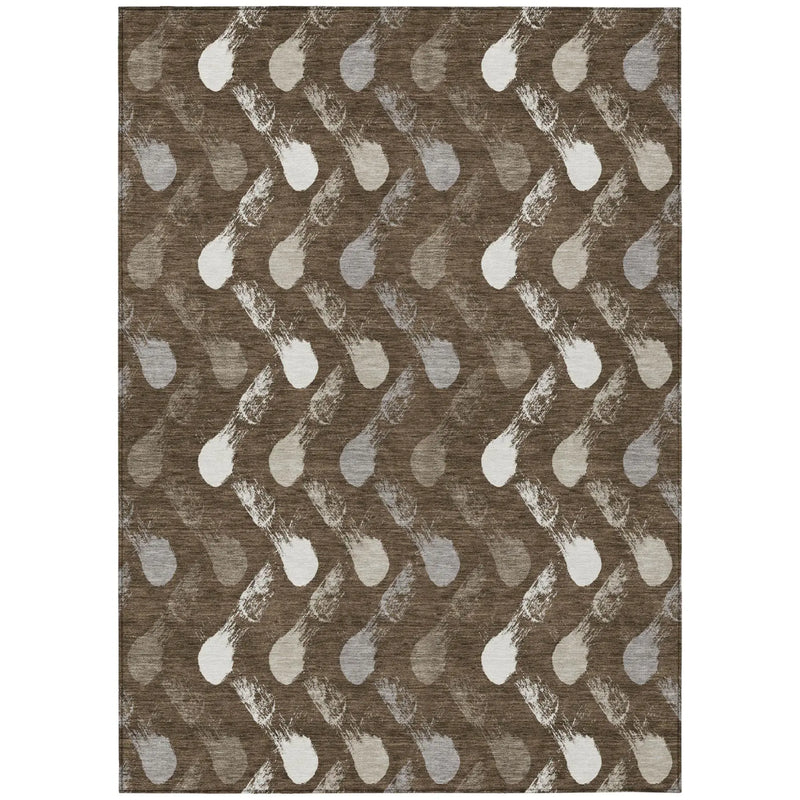 8' X 10' Chocolate And Brown Geometric Washable Indoor Outdoor Area Rug Homeroots Outdoor