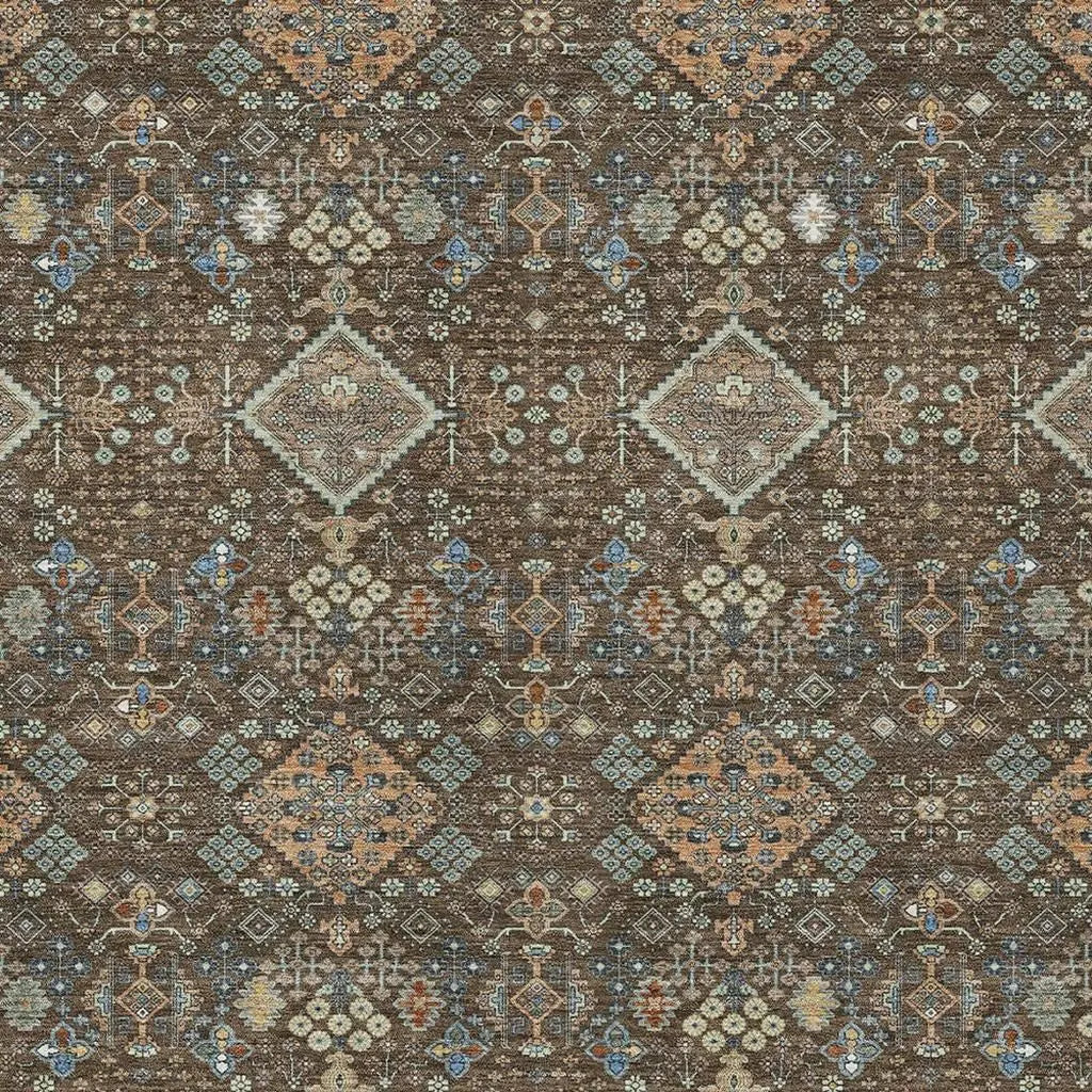 8' X 10' Chocolate And Brown Geometric Washable Indoor Outdoor Area Rug Homeroots Outdoor