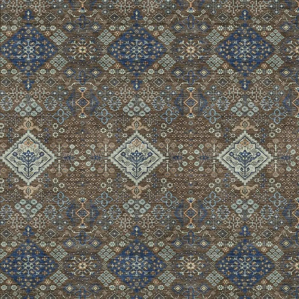 8' X 10' Chocolate And Brown Geometric Washable Indoor Outdoor Area Rug Homeroots Outdoor