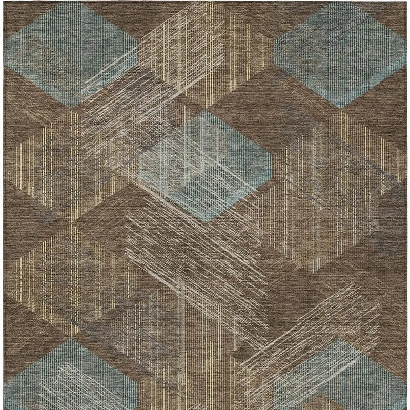 8' X 10' Chocolate And Brown Geometric Washable Indoor Outdoor Area Rug Homeroots Outdoor