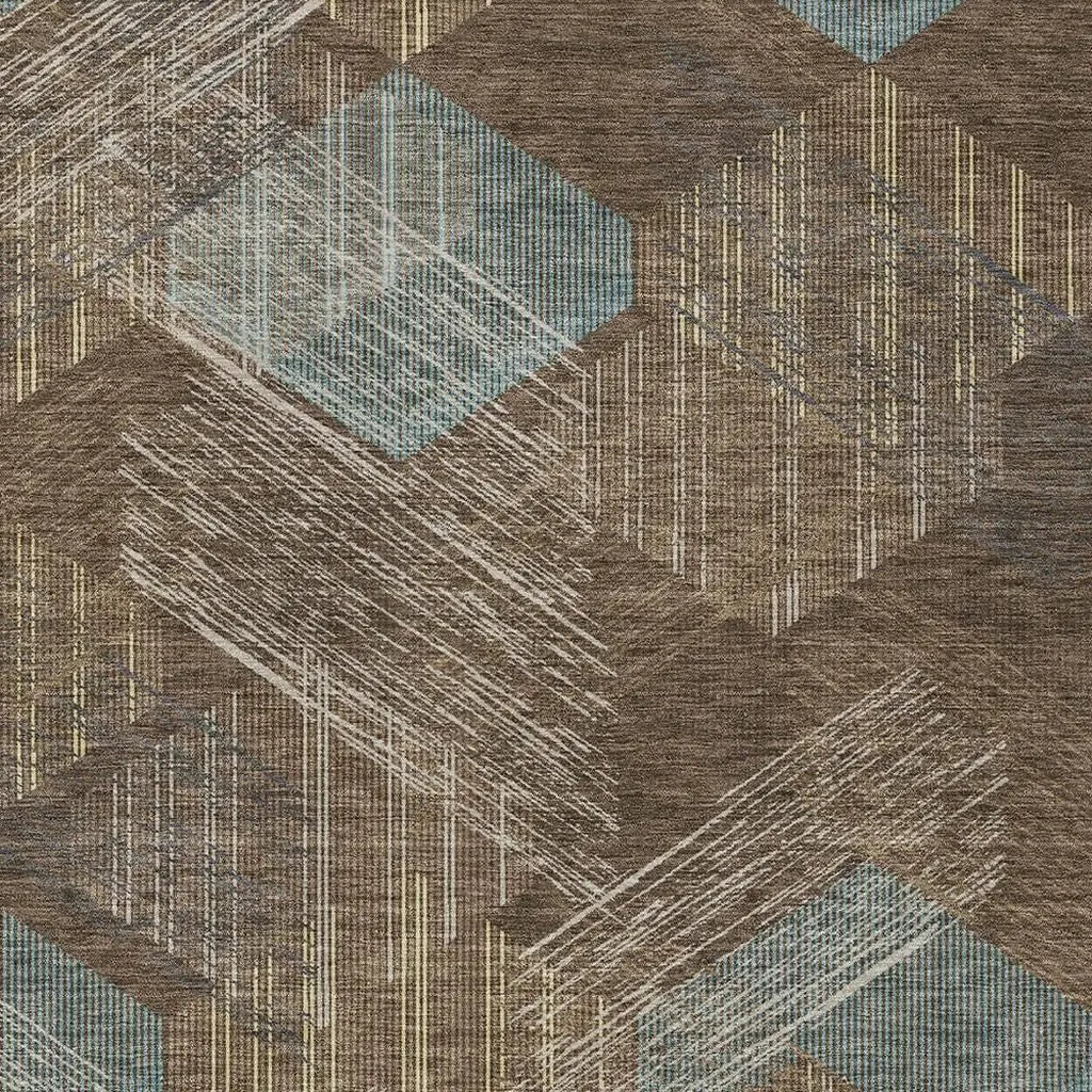 8' X 10' Chocolate And Brown Geometric Washable Indoor Outdoor Area Rug Homeroots Outdoor