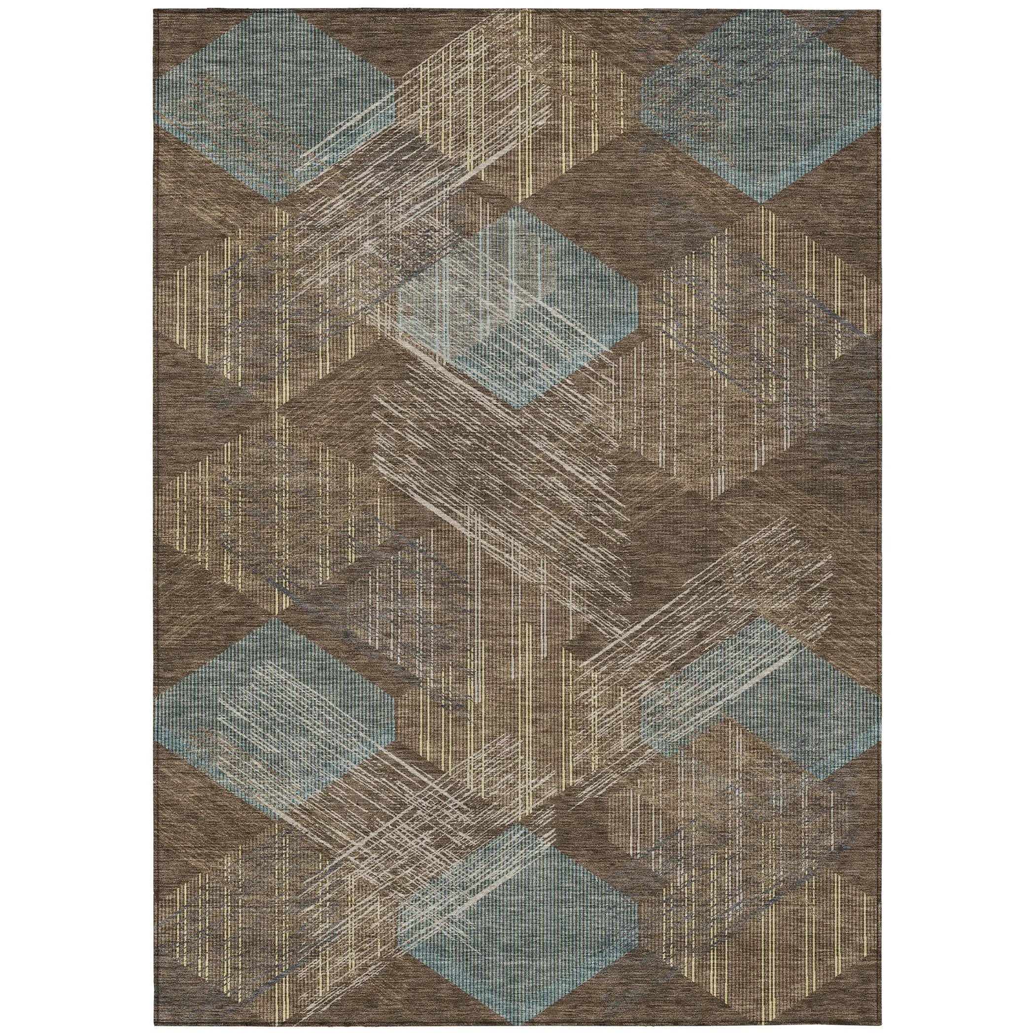 8' X 10' Chocolate And Brown Geometric Washable Indoor Outdoor Area Rug Homeroots Outdoor