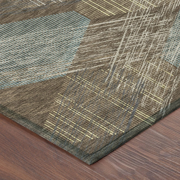 8' X 10' Chocolate And Brown Geometric Washable Indoor Outdoor Area Rug Homeroots Outdoor