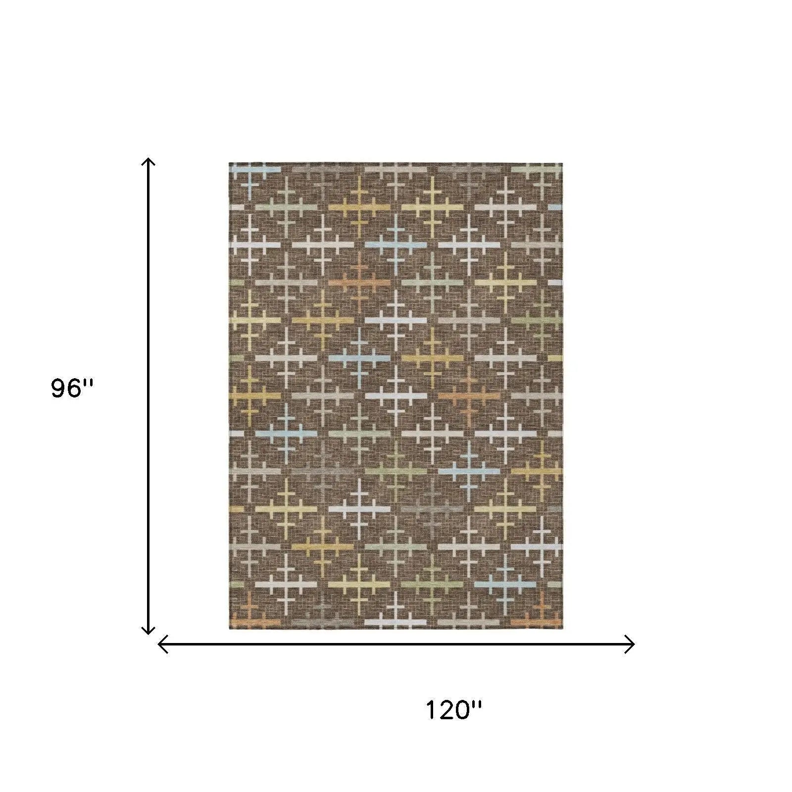 8' X 10' Chocolate And Brown Geometric Washable Indoor Outdoor Area Rug Homeroots Outdoor