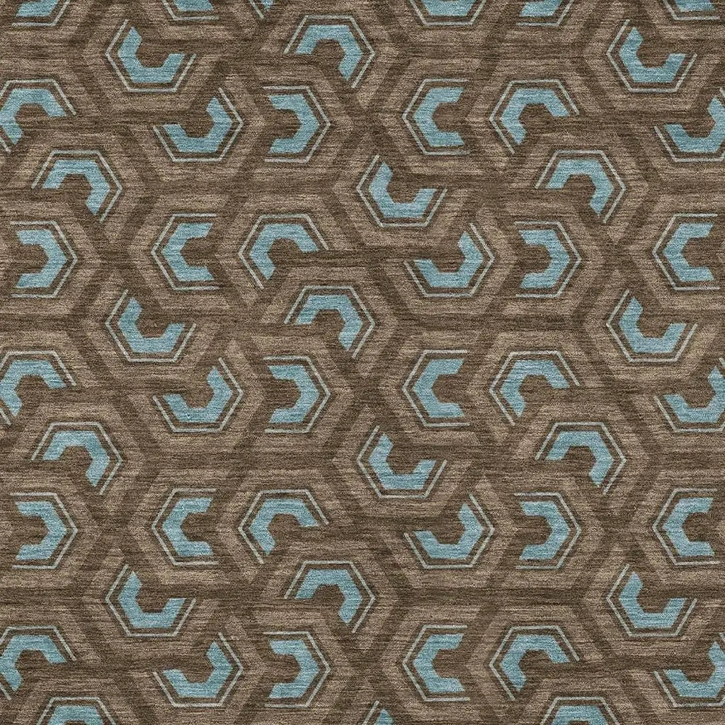 8' X 10' Chocolate And Brown Geometric Washable Indoor Outdoor Area Rug Homeroots Outdoor