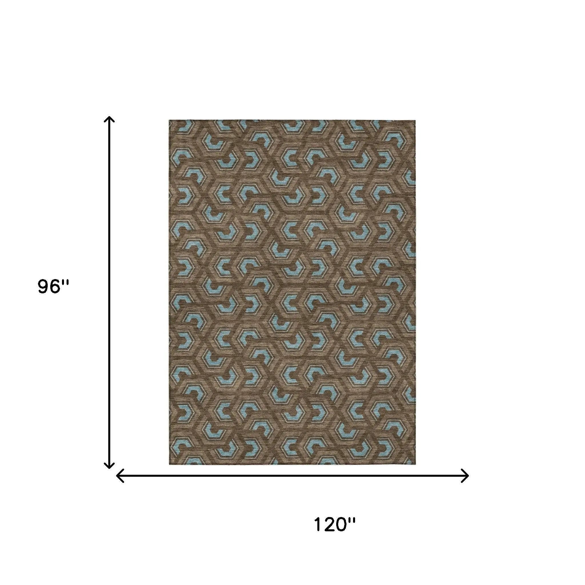 8' X 10' Chocolate And Brown Geometric Washable Indoor Outdoor Area Rug Homeroots Outdoor