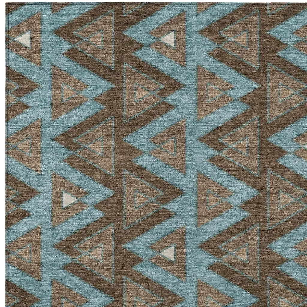 8' X 10' Chocolate And Brown Geometric Washable Indoor Outdoor Area Rug Homeroots Outdoor