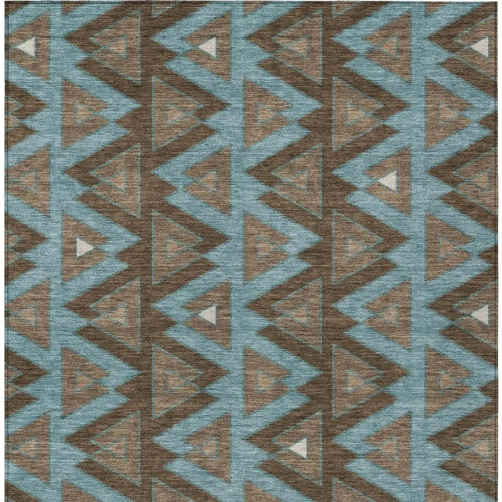 8' X 10' Chocolate And Brown Geometric Washable Indoor Outdoor Area Rug Homeroots Outdoor