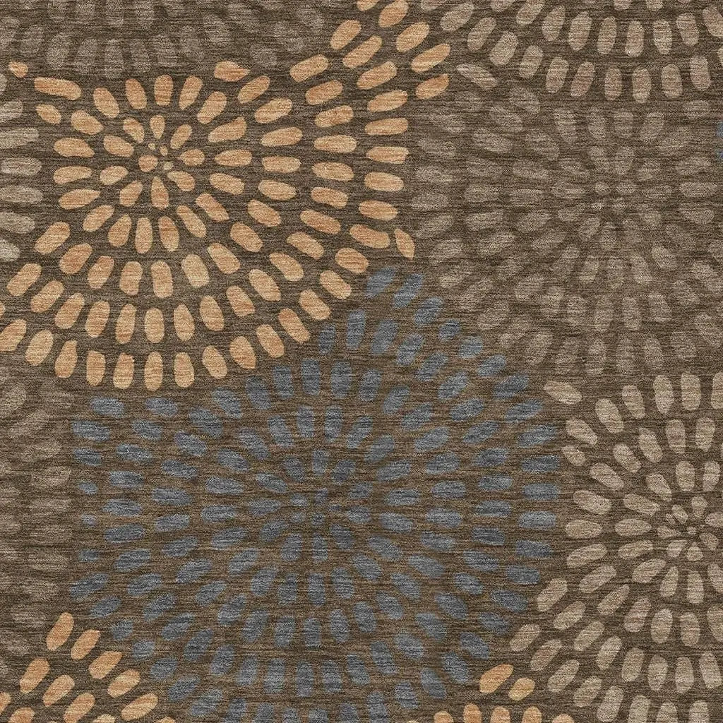 8' X 10' Chocolate And Brown Geometric Washable Indoor Outdoor Area Rug Homeroots Outdoor