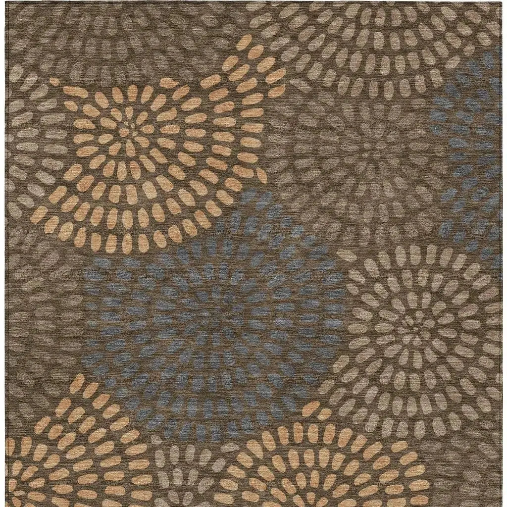 8' X 10' Chocolate And Brown Geometric Washable Indoor Outdoor Area Rug Homeroots Outdoor