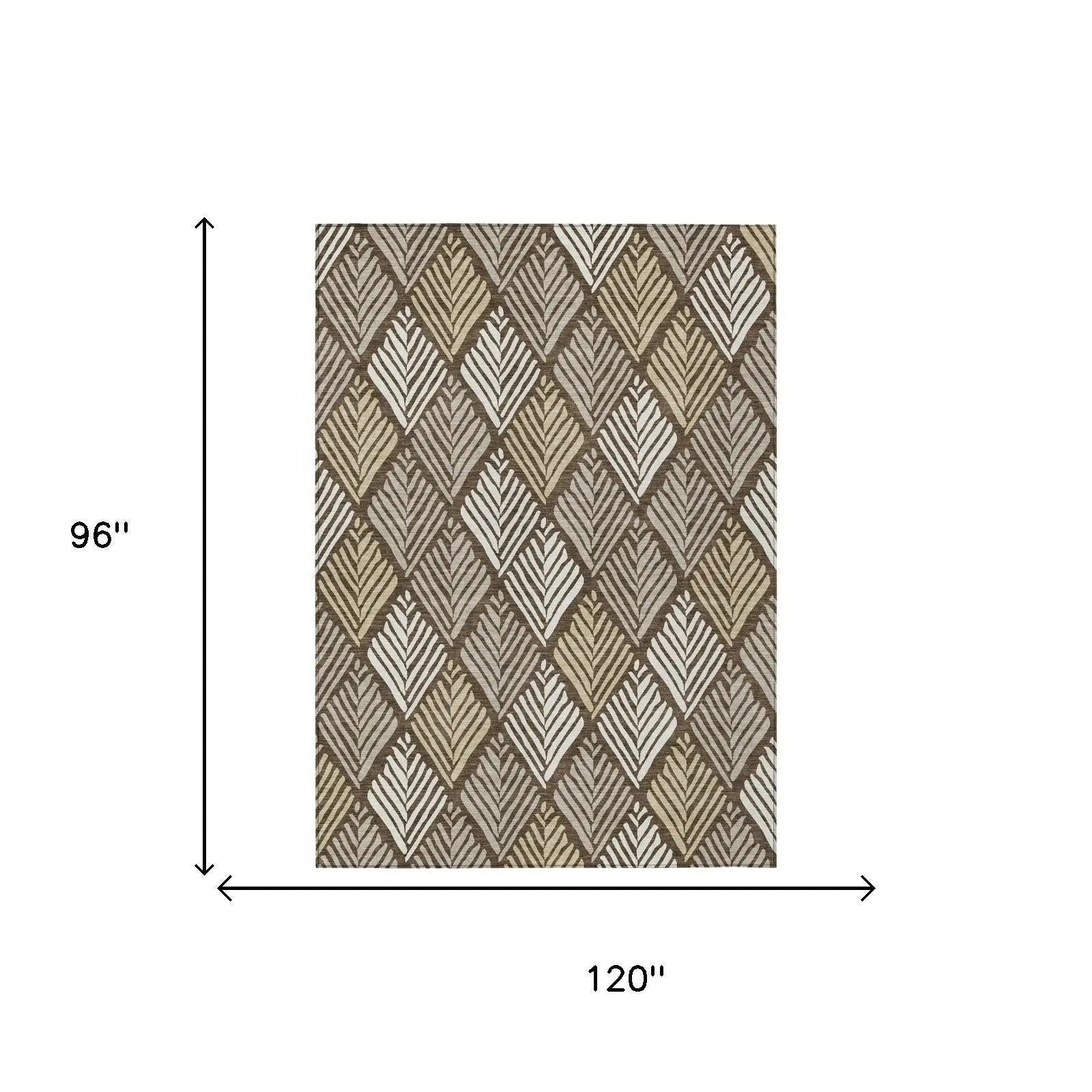8' X 10' Chocolate And Brown Geometric Washable Indoor Outdoor Area Rug Homeroots Outdoor