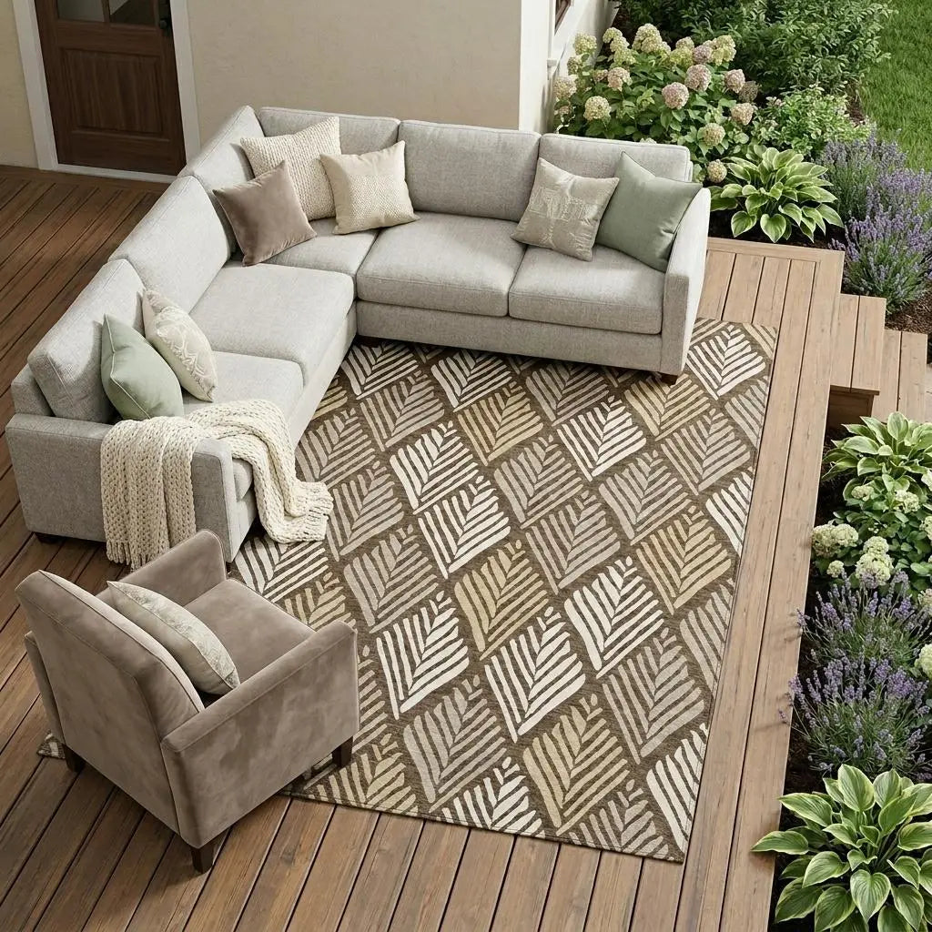 8' X 10' Chocolate And Brown Geometric Washable Indoor Outdoor Area Rug Homeroots Outdoor