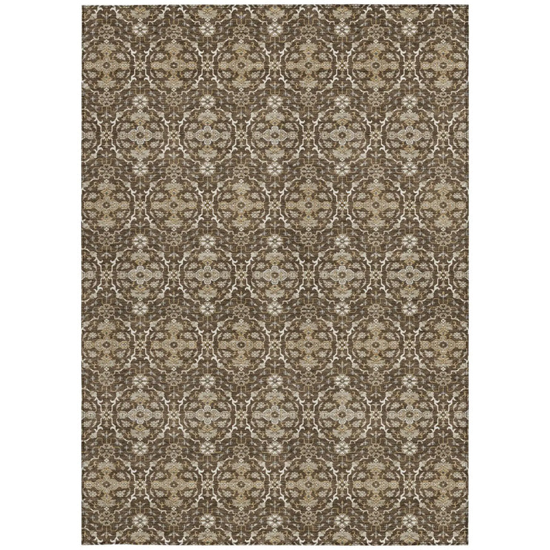 8' X 10' Chocolate And Brown Oriental Washable Indoor Outdoor Area Rug Homeroots Outdoor
