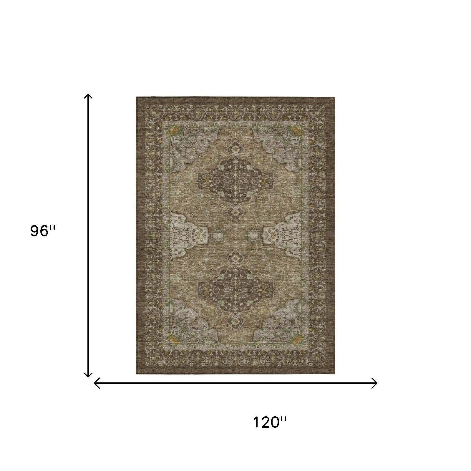 8' X 10' Chocolate And Brown Oriental Washable Indoor Outdoor Area Rug Homeroots Outdoor