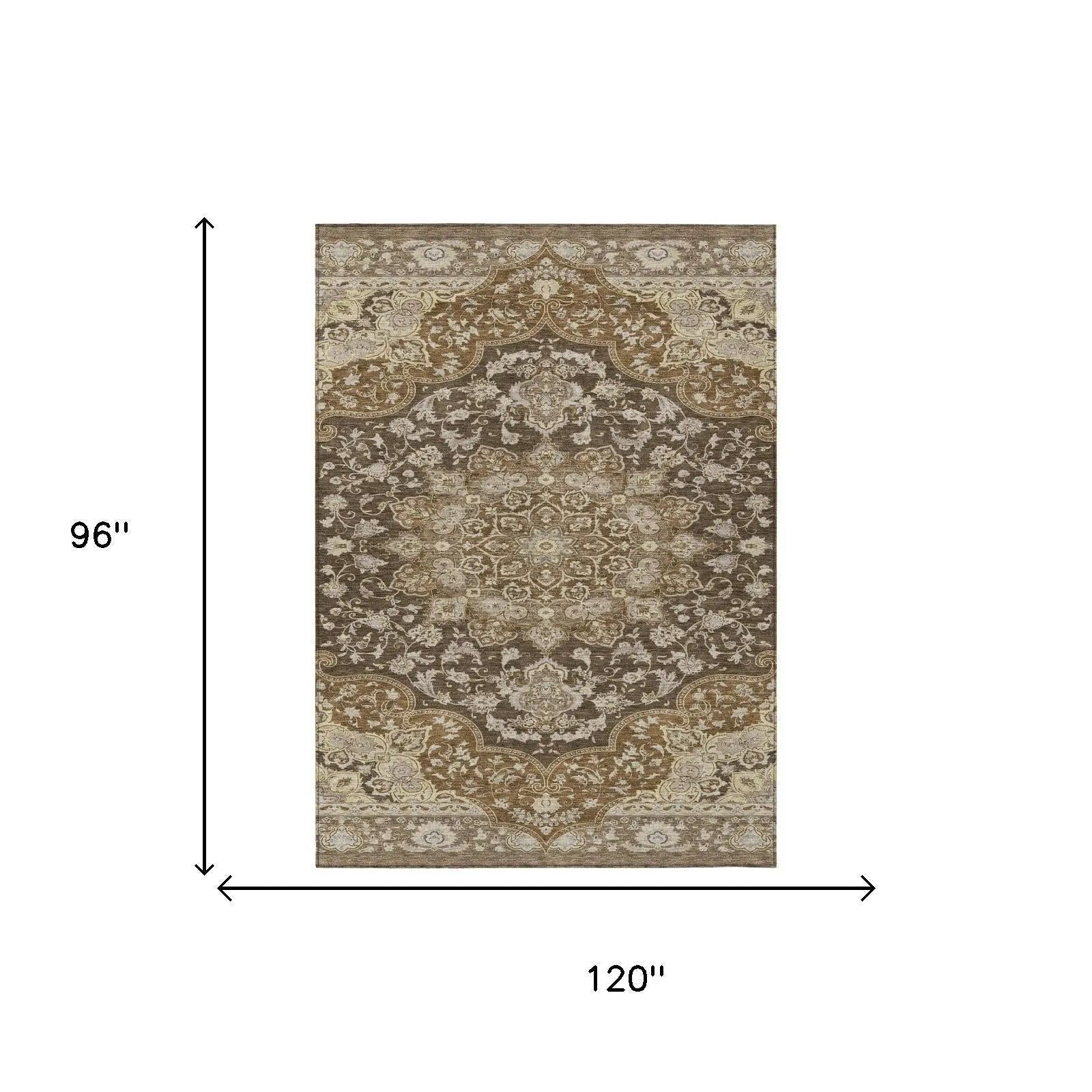 8' X 10' Chocolate And Brown Oriental Washable Indoor Outdoor Area Rug Homeroots Outdoor