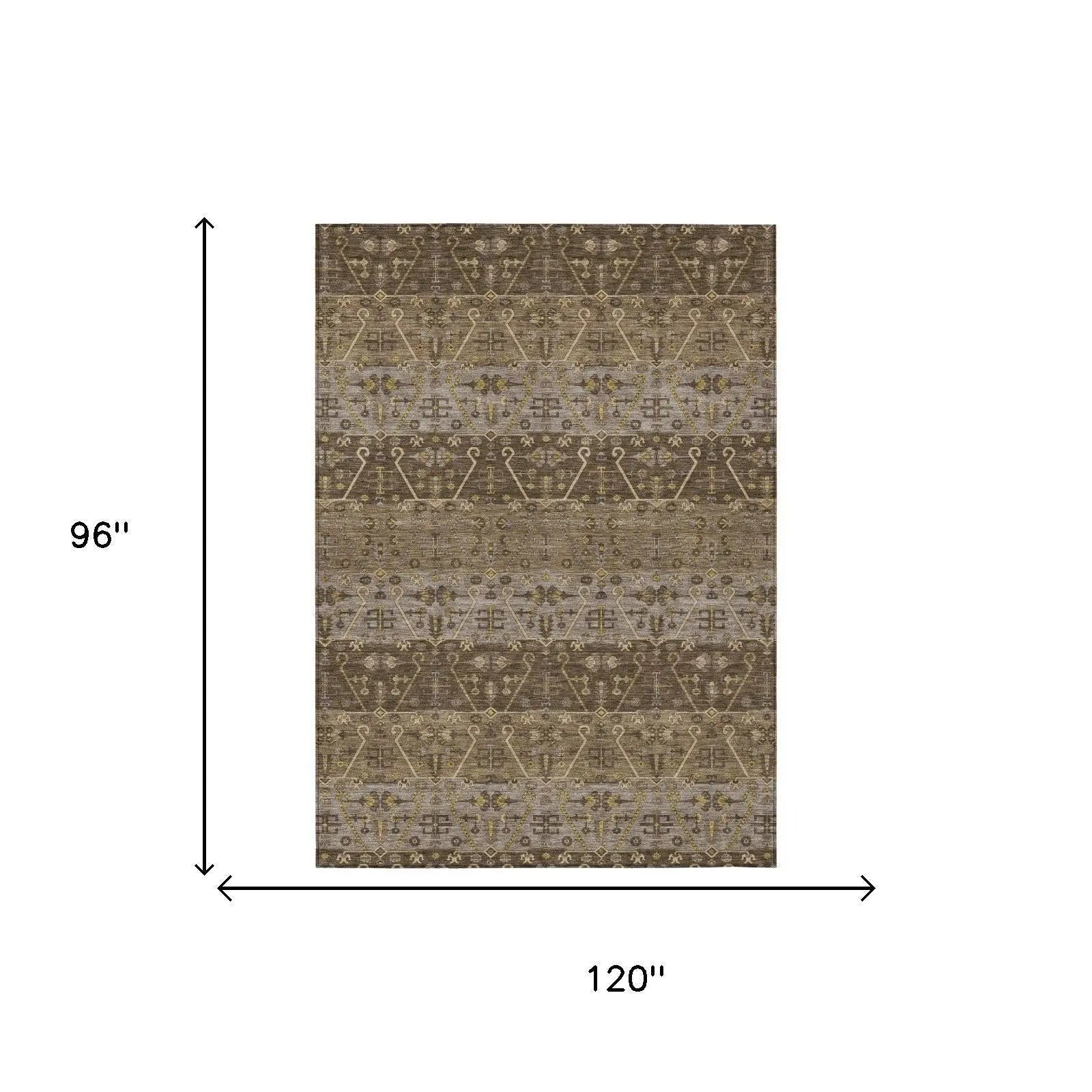 8' X 10' Chocolate And Brown Oriental Washable Indoor Outdoor Area Rug Homeroots Outdoor
