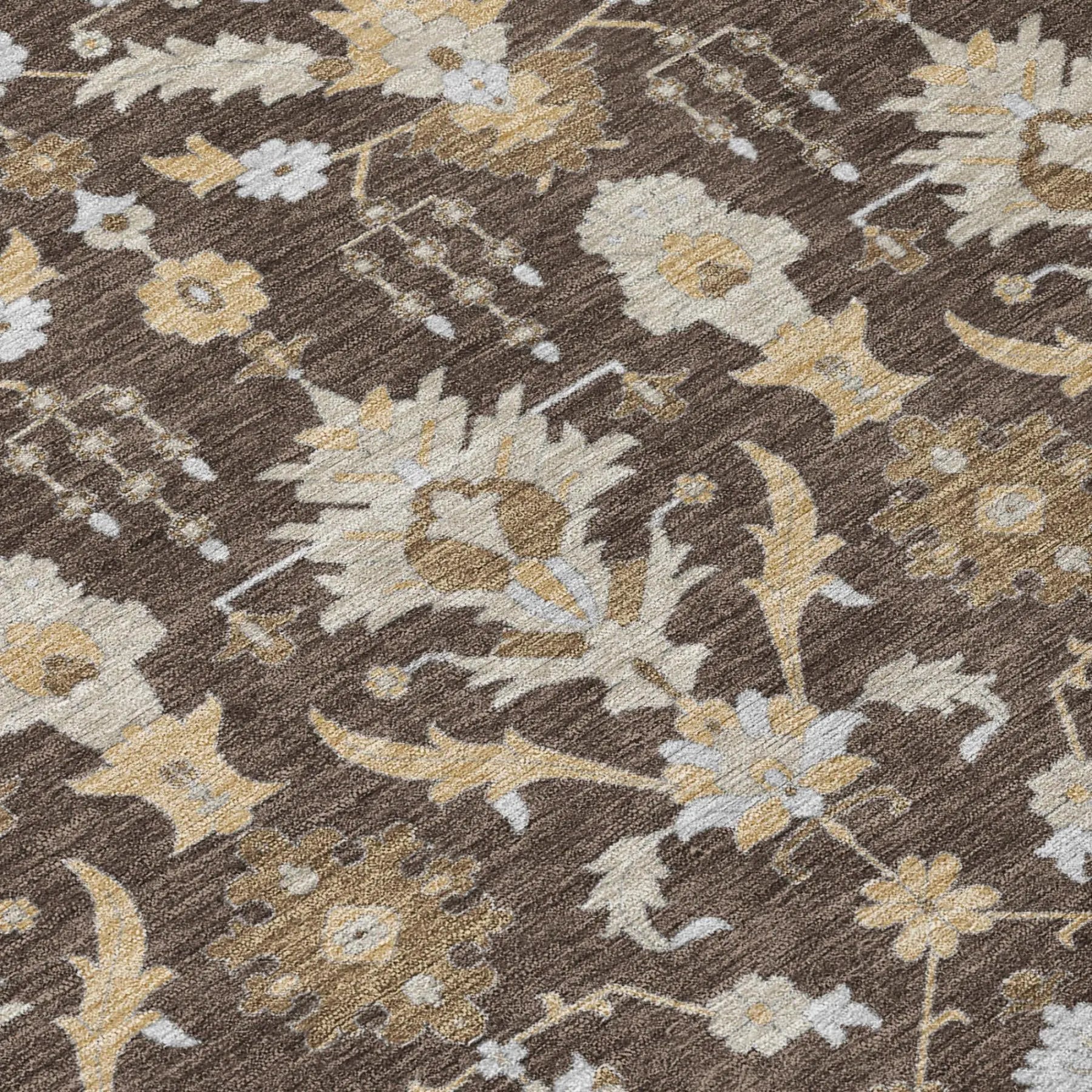 8' X 10' Chocolate And Brown Oriental Washable Indoor Outdoor Area Rug Homeroots Outdoor