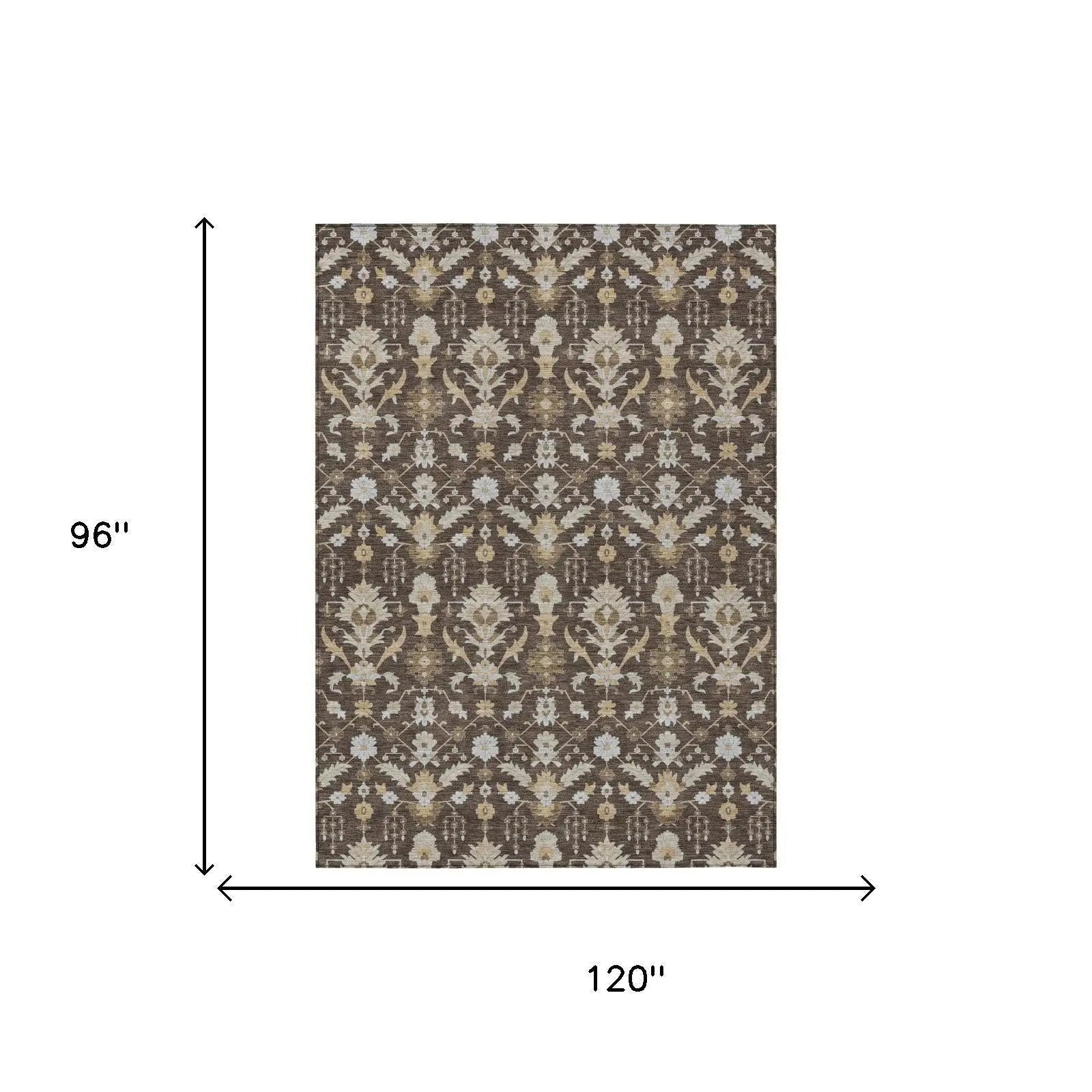 8' X 10' Chocolate And Brown Oriental Washable Indoor Outdoor Area Rug Homeroots Outdoor