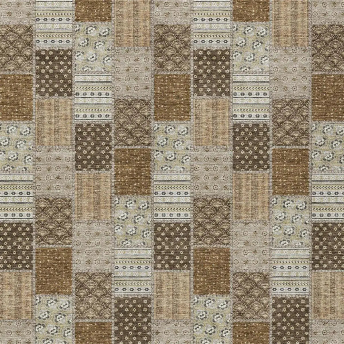 8' X 10' Chocolate And Brown Patchwork Washable Indoor Outdoor Area Rug Homeroots Outdoor