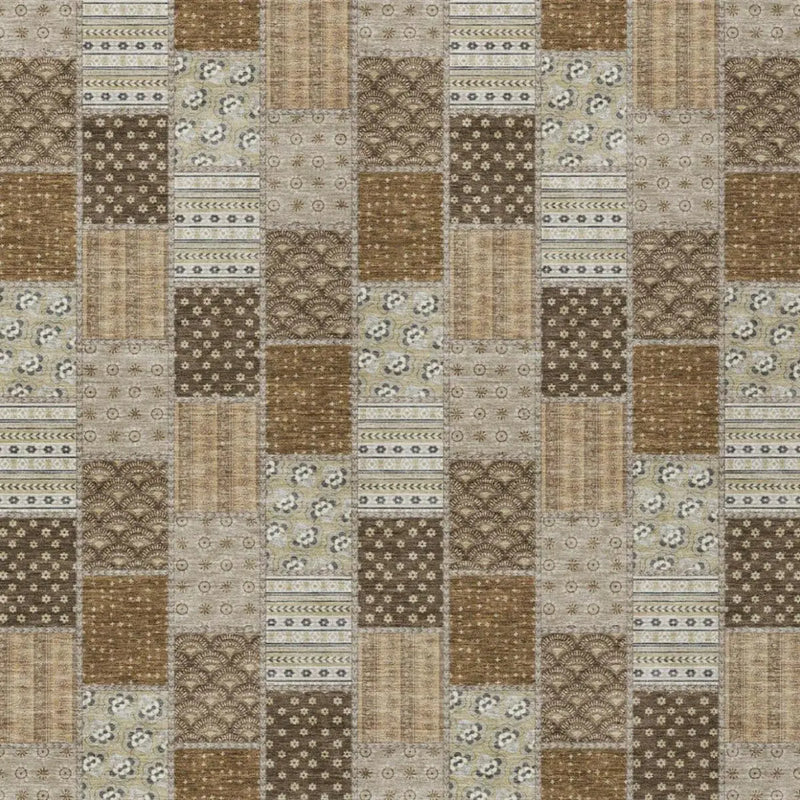 8' X 10' Chocolate And Brown Patchwork Washable Indoor Outdoor Area Rug Homeroots Outdoor