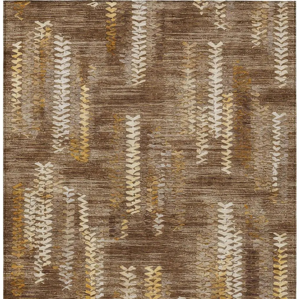8' X 10' Chocolate And Brown Striped Washable Indoor Outdoor Area Rug Homeroots Outdoor