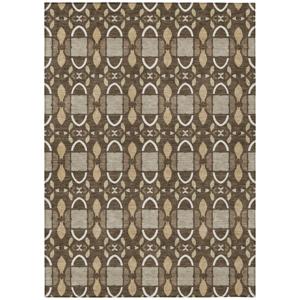 8' X 10' Chocolate And Brown Striped Washable Indoor Outdoor Area Rug Homeroots Outdoor