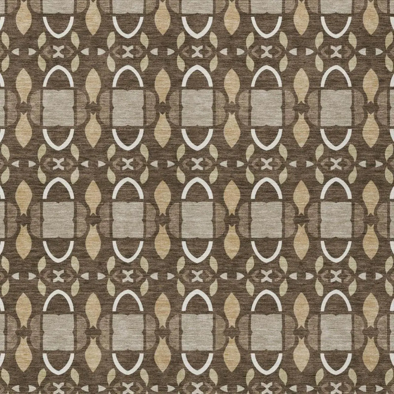 8' X 10' Chocolate And Brown Striped Washable Indoor Outdoor Area Rug Homeroots Outdoor