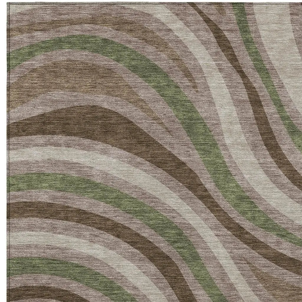 8' X 10' Chocolate And Brown Striped Washable Indoor Outdoor Area Rug Homeroots Outdoor