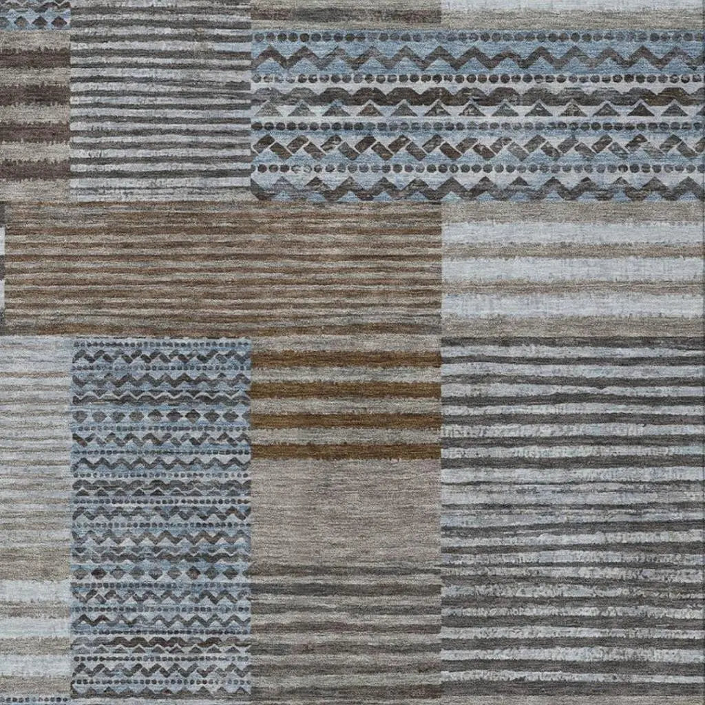 8' X 10' Chocolate And Brown Striped Washable Indoor Outdoor Area Rug Homeroots Outdoor